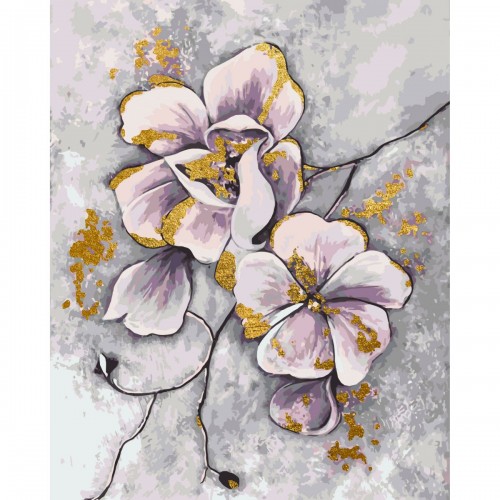 Картина по номерах "Квіти; з фарбами золото металік" 40x50 см (Origami)