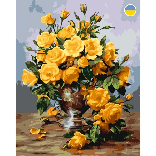Картина по номерах "Букет жовтих троянд" 40x50 см (Origami)