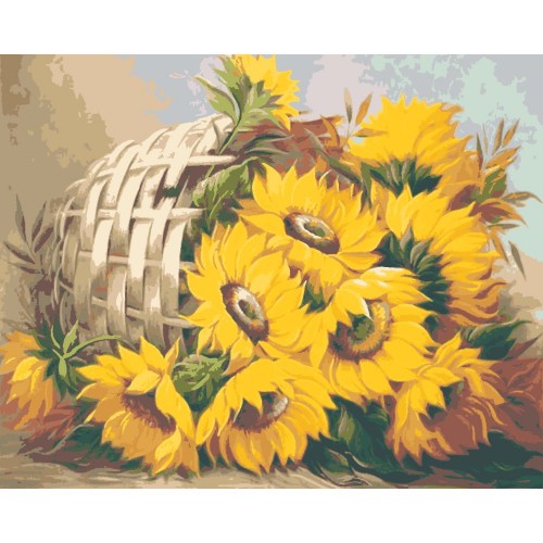 Картина по номерах "Корзинка соняшників" 40x50 см (Origami)