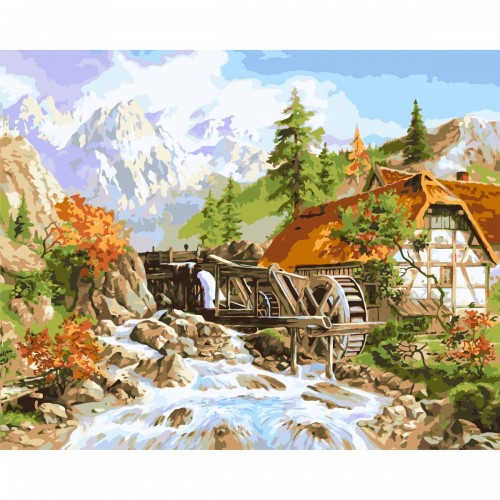 Картина по номерах "Будинок у горах" 40x50 см (Origami)
