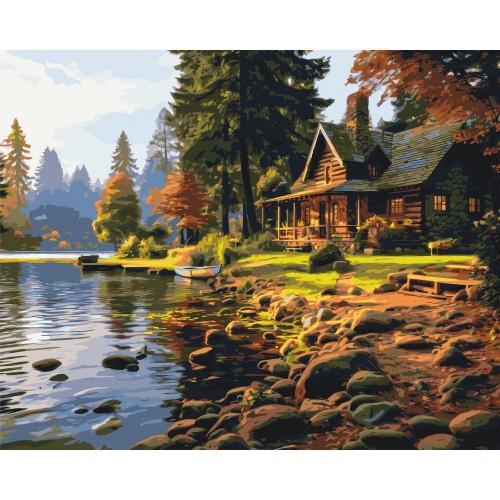 Картина по номерах "Лісовий будинок" 40x50 см (Origami)
