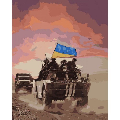 Картина по номерам "Украинские бойцы" 40x50 см (Origami)