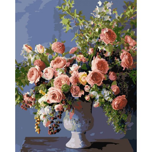 Картина по номерах "Букет рожевих квітів" 40x50 см (Origami)