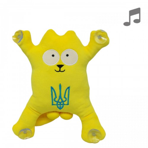 М'яка іграшка Котик патріот 28 см музичний жовтий (Копиця)