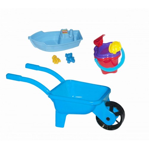 Тачка з човником і пісочним набором (блакитна) (Kinderway)