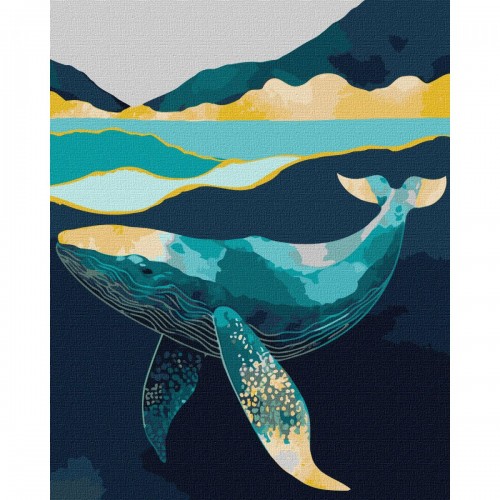 Картина за номерами з фарбами металік "Витончений кит" 40х50 см (Ідейка)