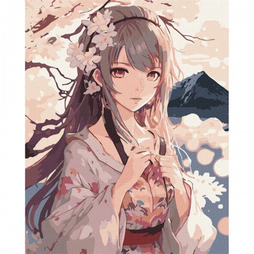 Картина по номерам "Аниме. Цветы сакуры" 40х50 см (Ідейка)