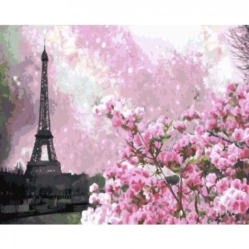 Картина за номерами "Сакура в Парижі" 40х50 см (Rainbow Art)