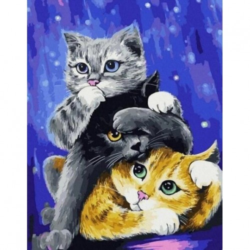 Картина по номерам "Кошачье трио" 40х50 см (Rainbow Art)