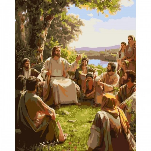 Картина по номерам "Иисус в окружении учеников" 40х50 см (Origami)