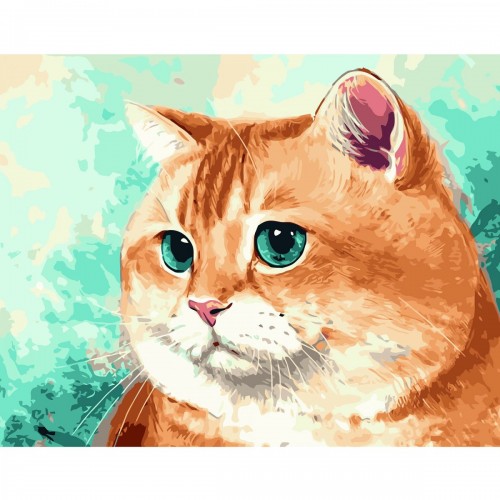 Картина по номерам "Рыжий кот с голубыми глазами" ★★★★★ (Strateg)
