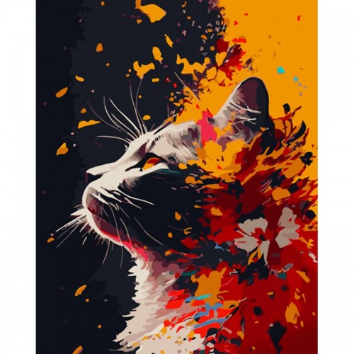 Картина по номерам "Цветочный кот" ★★★ 40х50 см (Strateg)