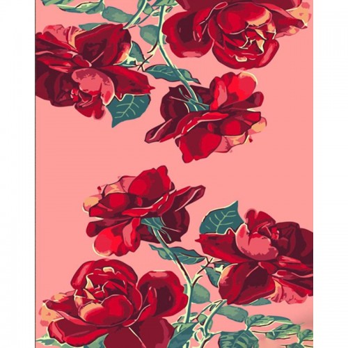 Картина по номерам "Розы на розовом фоне" ★★★ 40х50 см (Strateg)
