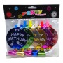 Набір карнавальних свистків "Happy birthday - кольорові" фольгованих з колом (MiC)
