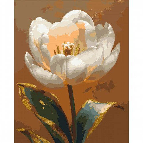 Картина по номерам с красками металлик "Белый пион", 40х50 см (Origami)