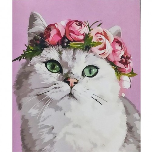Картина по номерам "Кошка с венком из цветов" 40х50 см (Strateg)