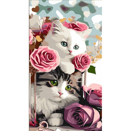 Картина по номерам "Цветочные котята" 50х25 см (Strateg)