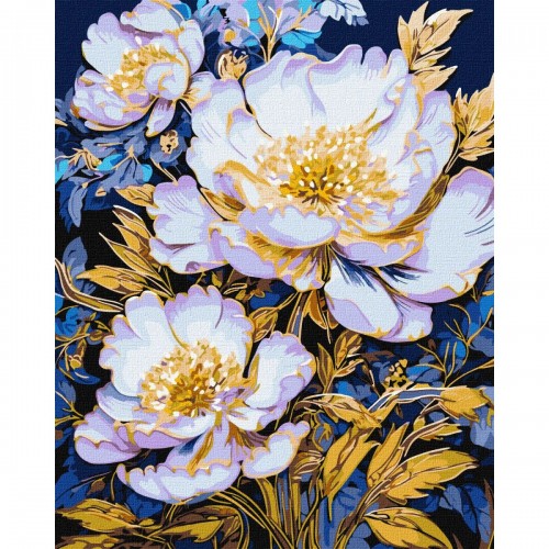 Картина по номерах з фарбами металік "Елегантні квіти" 40x50 см (Ідейка)