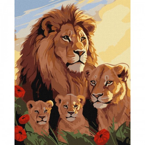Картина за номерами "Родина левів" 40х50 см (Ідейка)