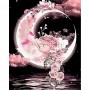 Картина по номерам на черном фоне "Луна в цветах" 40х50 (Strateg)