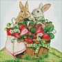 Алмазна мозаїка "Кролики на пікніку" 40х40 см (Ідейка)