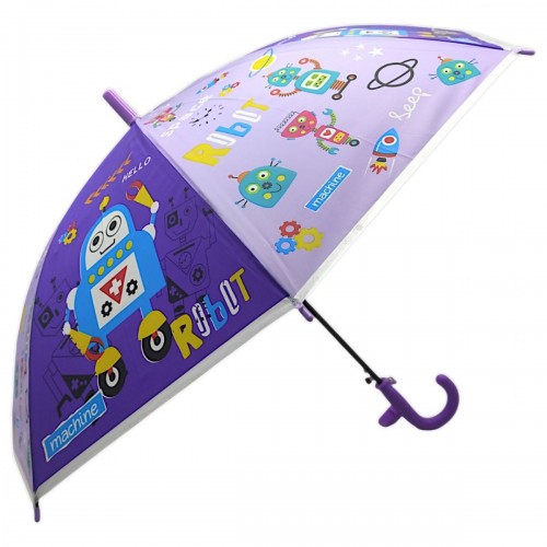 Детский зонт-трость "Роботы", фиолетовый (66 см) (MiC)