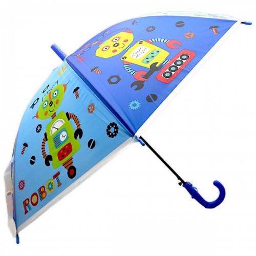 Дитяча парасолька-тростина "Роботи", синій (66 см) (MiC)