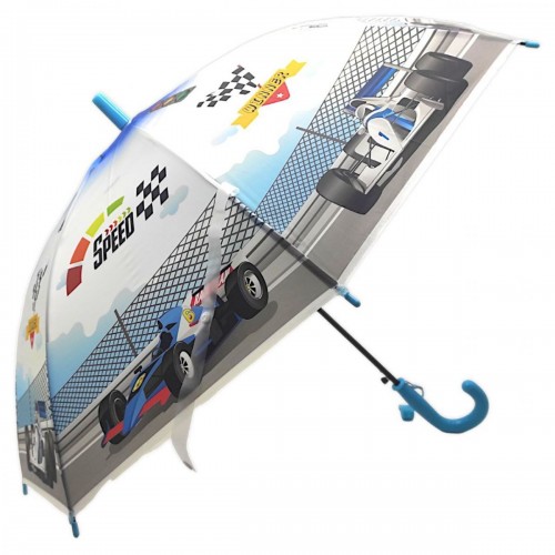 Детский зонт-трость "Автогонки", голубой (66 см) (MiC)