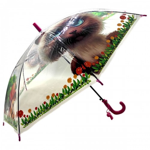Детский зонт-трость "Котик в цветах" (66 см) (MiC)