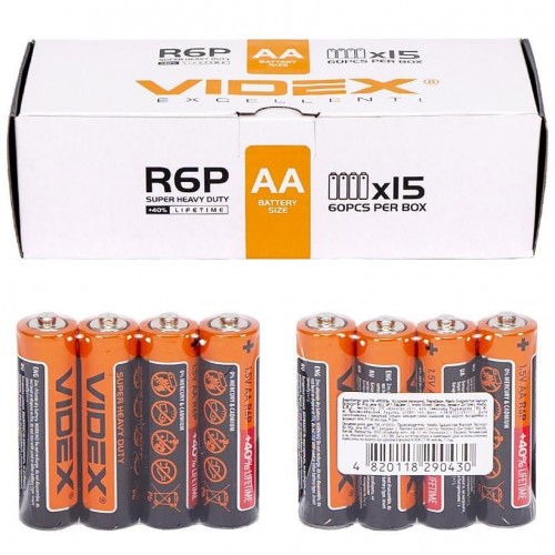 R6P Батарейки Videx AA, сольові (4331) (MiC)