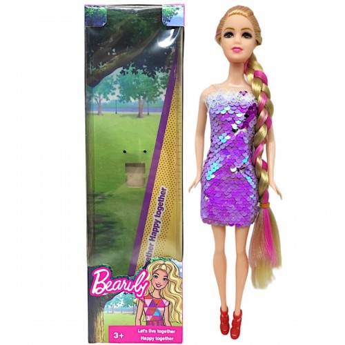 Кукла в платье с пайетками (блондинка в сиреневом) (MiC)