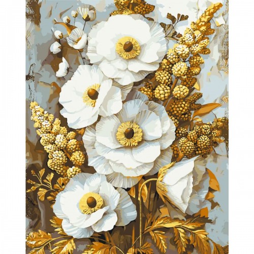 Картина по номерах з фарбами металік "Благородні квіти" 40x50 см (Origami)