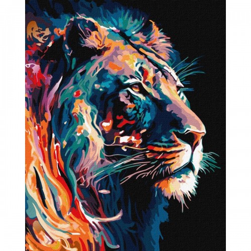 Картина по номерам с красками металлик "Грациозный лев" 40х50 см (Ідейка)