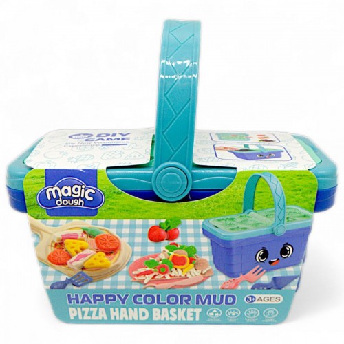 Тісто для ліплення "Кошик для пікніку: Піца”, 21 елемент, 8 кольорів тіста, молди, кухонне приладдя (MiC)