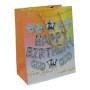 Пакет подарунковий "Happy Birthday"(18х10х23 см.), срібно-жовтий (MiC)
