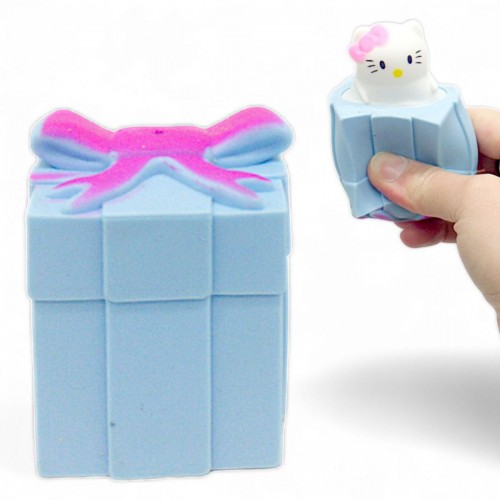 Игрушка-антистресс "Hello Kitty в подарке" (голубой) (MiC)