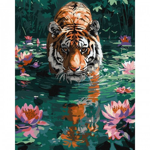 Картина по номерам "Тигр на охоте" 40х50 см (Ідейка)