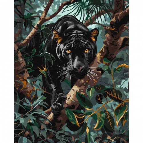 Картина по номерам с красками металлик "Грациозная пантера" 40х50 см (Ідейка)