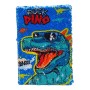 Блокнот с паетками "Двусторонняя картинка: Синий динозавр" (MiC)