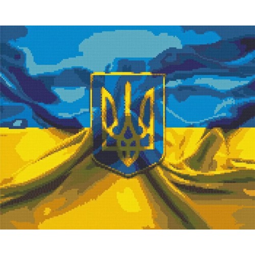 Алмазная мозаика "Герб и флаг Украины" 40х50 см (Origami)