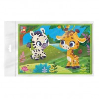 Гра розвиваюча мʼякі пазли А5. Зебра та жираф.