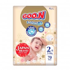 Подгузники Goo.N Premium Soft для детей (размер 2(S), 3-6 кг, 70 шт)