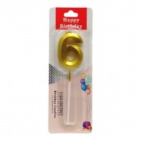 Свічка-цифра 6 металік золото