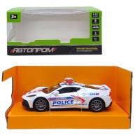 Машинка металева серії Автопром, Поліція світло, звук, двері (біла)