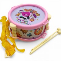 Барабан игрушечный, детский, 13 см (розовый)