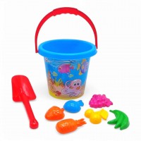 Пісочний набір - відро, лопатка, 6 пасочок (синій)