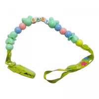 Клипса для пустышки с бусинами (зеленая)