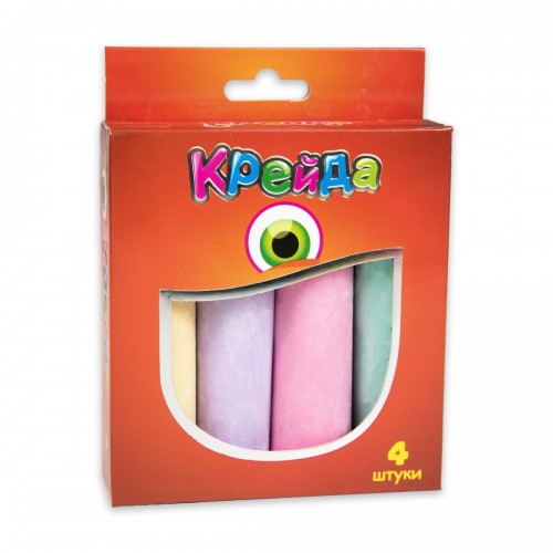 Крейда велика кругла, 4 штуки, різнокольорова (Strateg)