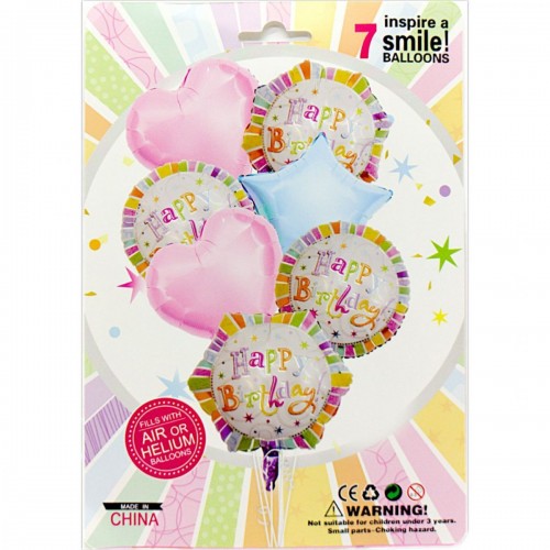 Набір кульок FBS-98 "Happy Birthday" кольоровий 7шт. (MiC)
