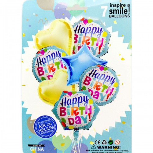 Набір кульок FBS-99 "Happy Birthday" блакитний 7шт. (MiC)